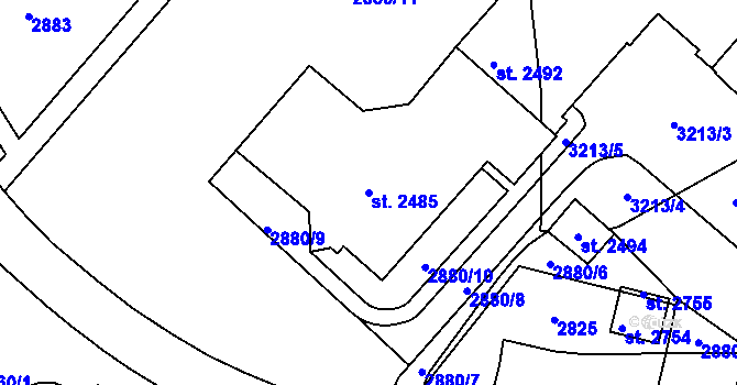Parcela st. 2485 v KÚ Kateřinky u Opavy, Katastrální mapa