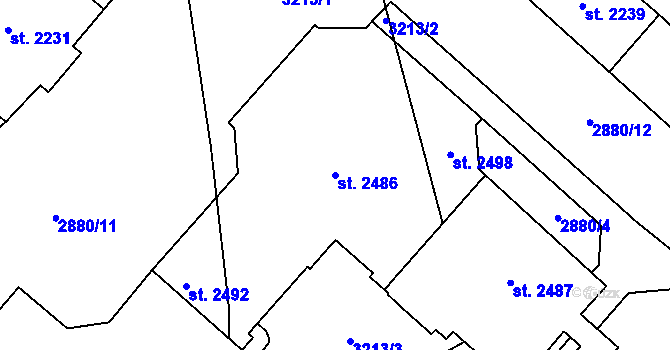 Parcela st. 2486 v KÚ Kateřinky u Opavy, Katastrální mapa