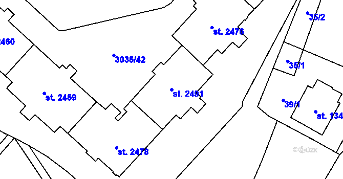Parcela st. 2491 v KÚ Kateřinky u Opavy, Katastrální mapa