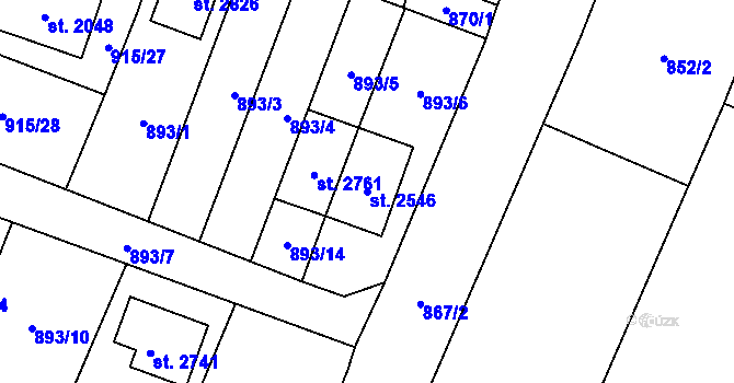 Parcela st. 2546 v KÚ Kateřinky u Opavy, Katastrální mapa