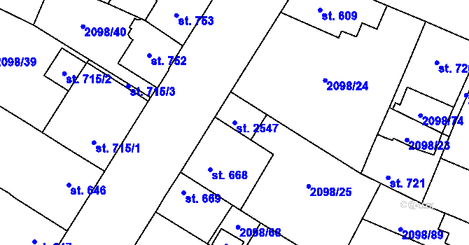 Parcela st. 2547 v KÚ Kateřinky u Opavy, Katastrální mapa