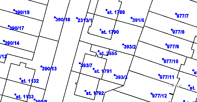 Parcela st. 2555 v KÚ Kateřinky u Opavy, Katastrální mapa