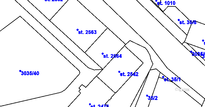 Parcela st. 2564 v KÚ Kateřinky u Opavy, Katastrální mapa