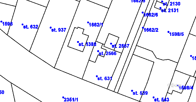 Parcela st. 2566 v KÚ Kateřinky u Opavy, Katastrální mapa