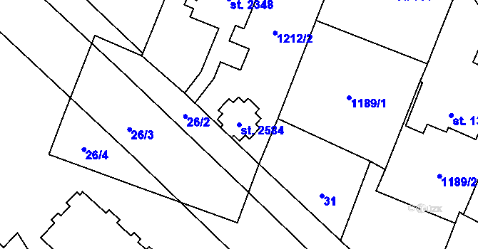 Parcela st. 2584 v KÚ Kateřinky u Opavy, Katastrální mapa