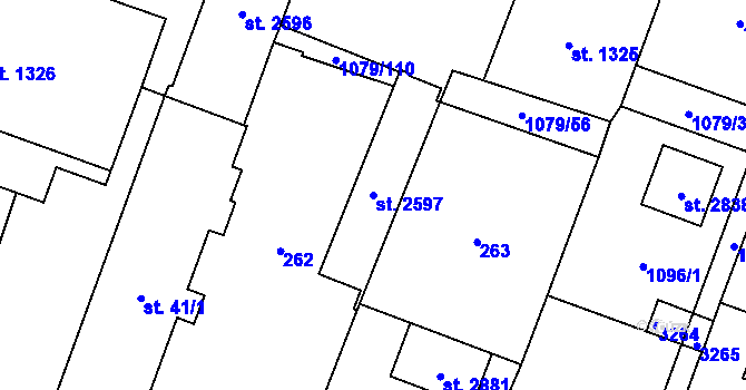 Parcela st. 2597 v KÚ Kateřinky u Opavy, Katastrální mapa