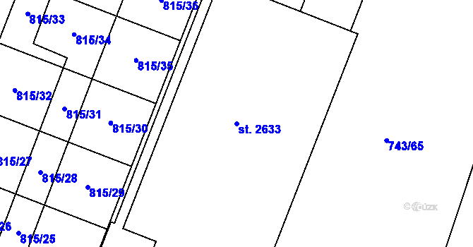 Parcela st. 2633 v KÚ Kateřinky u Opavy, Katastrální mapa