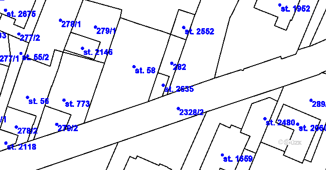 Parcela st. 2635 v KÚ Kateřinky u Opavy, Katastrální mapa