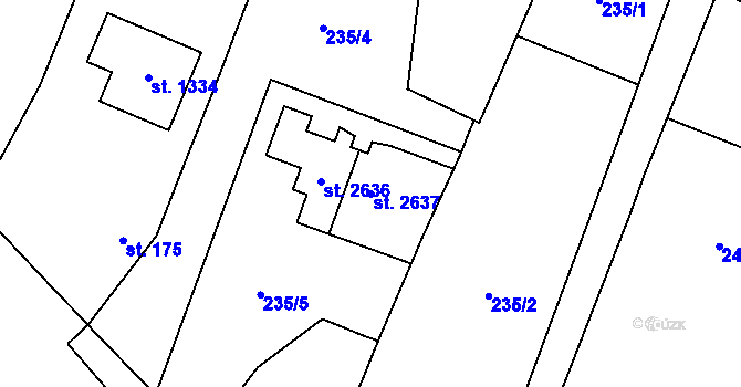 Parcela st. 2637 v KÚ Kateřinky u Opavy, Katastrální mapa