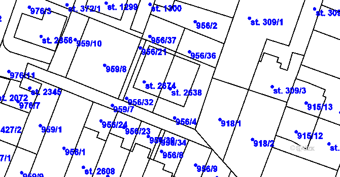 Parcela st. 2638 v KÚ Kateřinky u Opavy, Katastrální mapa