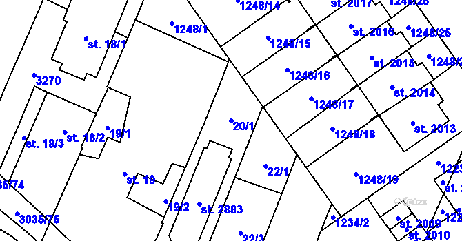Parcela st. 20/1 v KÚ Kateřinky u Opavy, Katastrální mapa