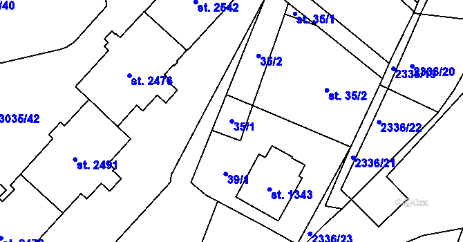Parcela st. 35/1 v KÚ Kateřinky u Opavy, Katastrální mapa