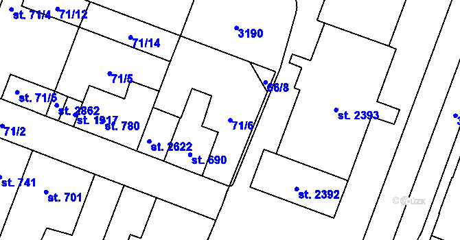Parcela st. 71/6 v KÚ Kateřinky u Opavy, Katastrální mapa