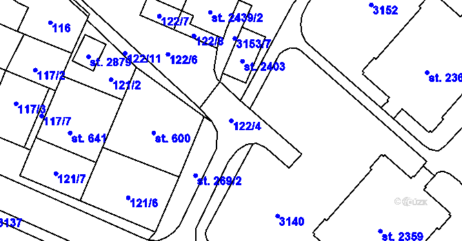 Parcela st. 122/4 v KÚ Kateřinky u Opavy, Katastrální mapa