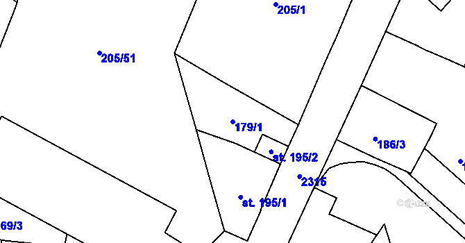 Parcela st. 179/1 v KÚ Kateřinky u Opavy, Katastrální mapa