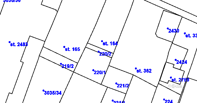Parcela st. 220/2 v KÚ Kateřinky u Opavy, Katastrální mapa