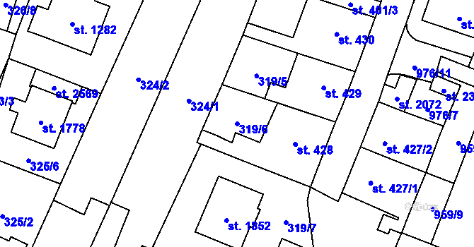 Parcela st. 319/6 v KÚ Kateřinky u Opavy, Katastrální mapa