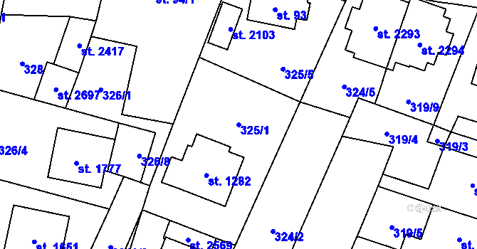 Parcela st. 325/1 v KÚ Kateřinky u Opavy, Katastrální mapa