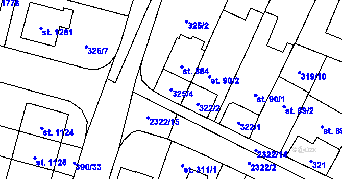 Parcela st. 325/4 v KÚ Kateřinky u Opavy, Katastrální mapa
