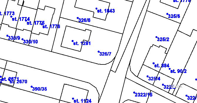 Parcela st. 326/7 v KÚ Kateřinky u Opavy, Katastrální mapa