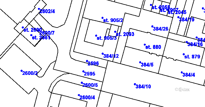 Parcela st. 384/12 v KÚ Kateřinky u Opavy, Katastrální mapa