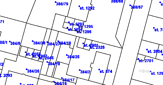 Parcela st. 384/13 v KÚ Kateřinky u Opavy, Katastrální mapa