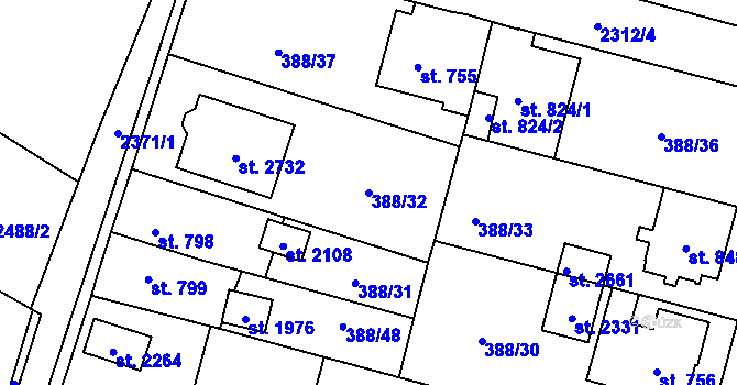 Parcela st. 388/32 v KÚ Kateřinky u Opavy, Katastrální mapa