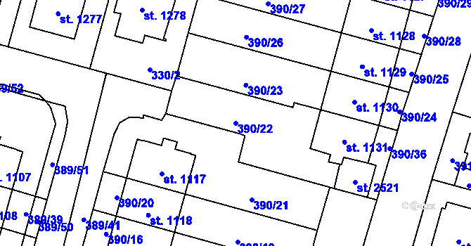 Parcela st. 390/22 v KÚ Kateřinky u Opavy, Katastrální mapa