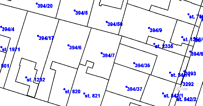 Parcela st. 394/7 v KÚ Kateřinky u Opavy, Katastrální mapa
