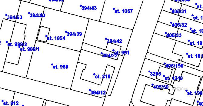 Parcela st. 394/22 v KÚ Kateřinky u Opavy, Katastrální mapa