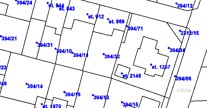 Parcela st. 394/32 v KÚ Kateřinky u Opavy, Katastrální mapa