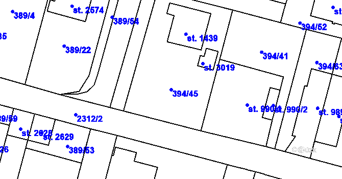 Parcela st. 394/45 v KÚ Kateřinky u Opavy, Katastrální mapa