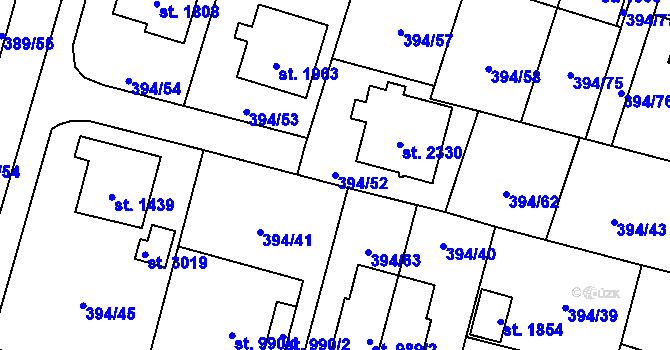 Parcela st. 394/52 v KÚ Kateřinky u Opavy, Katastrální mapa