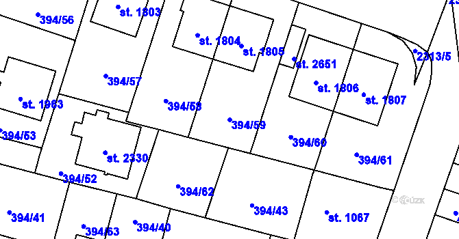 Parcela st. 394/59 v KÚ Kateřinky u Opavy, Katastrální mapa
