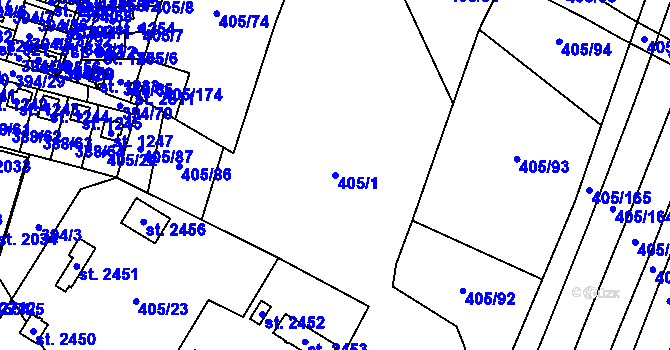 Parcela st. 405/1 v KÚ Kateřinky u Opavy, Katastrální mapa