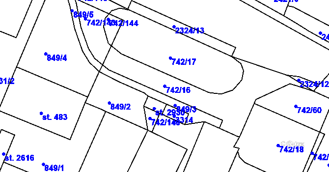 Parcela st. 742/16 v KÚ Kateřinky u Opavy, Katastrální mapa