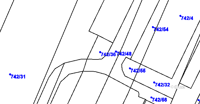 Parcela st. 742/36 v KÚ Kateřinky u Opavy, Katastrální mapa