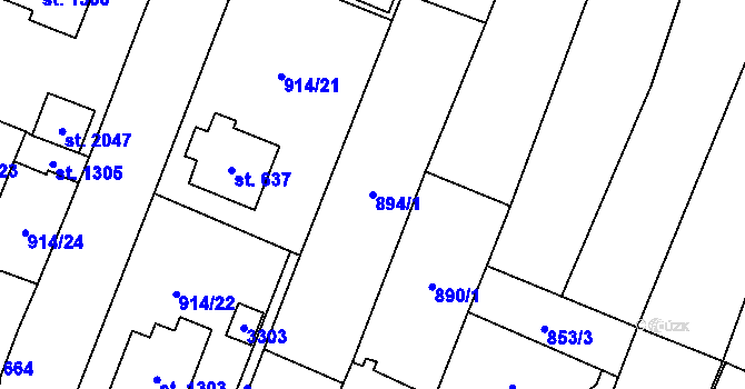 Parcela st. 894/1 v KÚ Kateřinky u Opavy, Katastrální mapa