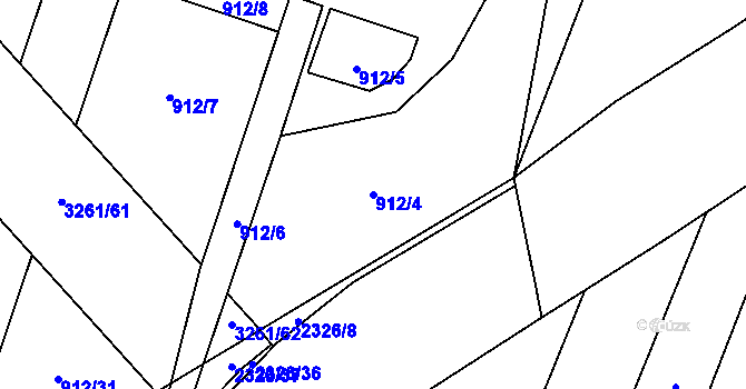 Parcela st. 912/4 v KÚ Kateřinky u Opavy, Katastrální mapa