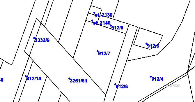 Parcela st. 912/7 v KÚ Kateřinky u Opavy, Katastrální mapa