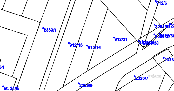 Parcela st. 912/16 v KÚ Kateřinky u Opavy, Katastrální mapa