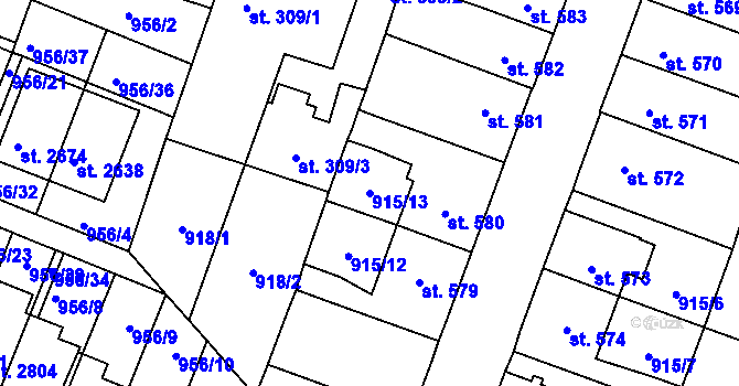 Parcela st. 915/13 v KÚ Kateřinky u Opavy, Katastrální mapa
