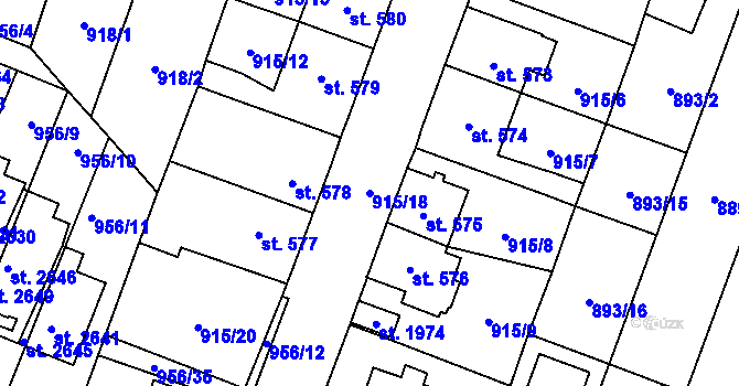 Parcela st. 915/18 v KÚ Kateřinky u Opavy, Katastrální mapa