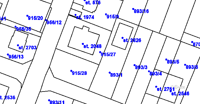 Parcela st. 915/27 v KÚ Kateřinky u Opavy, Katastrální mapa