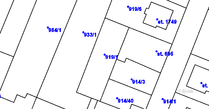 Parcela st. 919/1 v KÚ Kateřinky u Opavy, Katastrální mapa