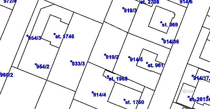 Parcela st. 919/2 v KÚ Kateřinky u Opavy, Katastrální mapa