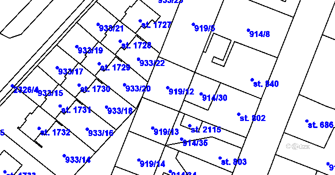 Parcela st. 919/12 v KÚ Kateřinky u Opavy, Katastrální mapa