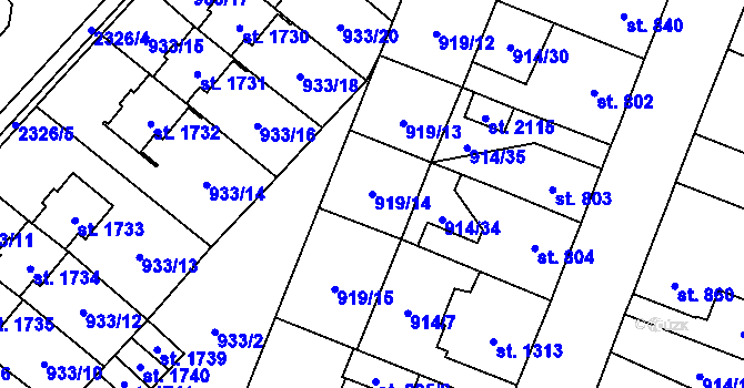 Parcela st. 919/14 v KÚ Kateřinky u Opavy, Katastrální mapa