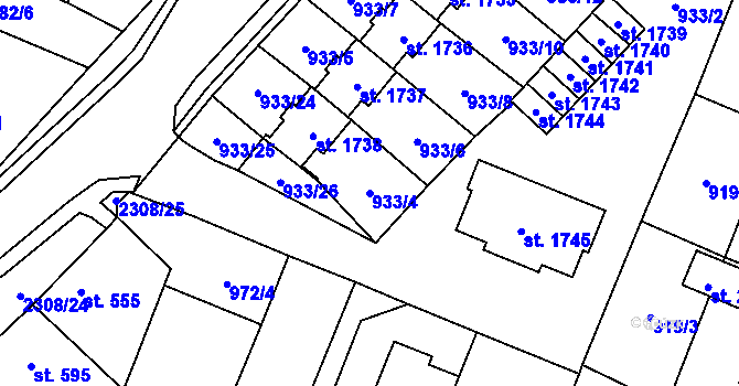Parcela st. 933/4 v KÚ Kateřinky u Opavy, Katastrální mapa