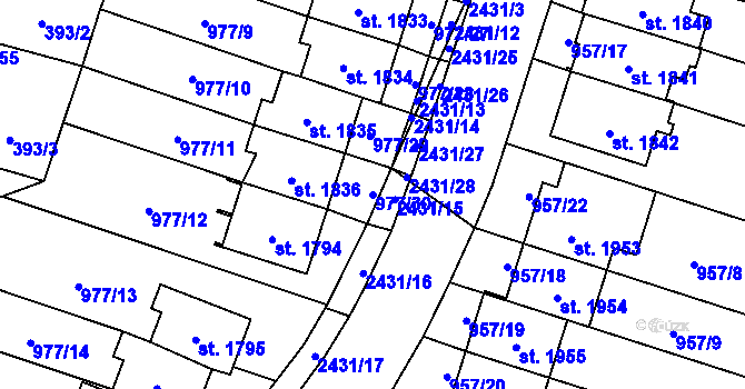 Parcela st. 977/30 v KÚ Kateřinky u Opavy, Katastrální mapa